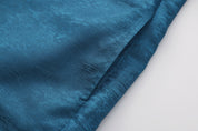 Dori Brocade Straight Collar Shirt Forest Blue