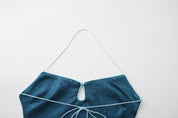Dong Cropped Reversible Apron Top Jade Blue