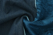 Ru Patch Denim Brocade Maxi Dress Forest Blue