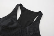 Song V Wrap Brocade Crop Top Black