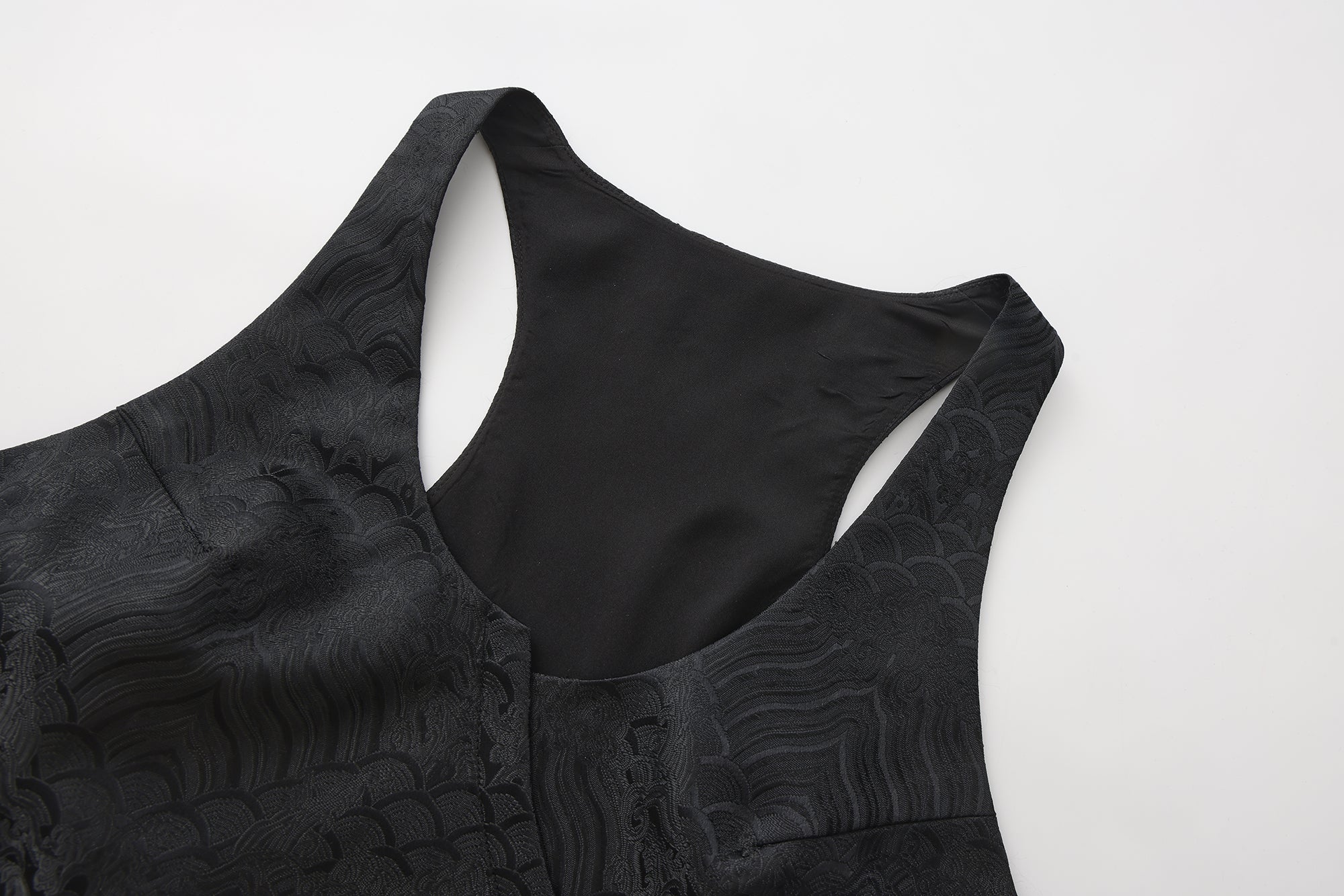Song V Wrap Brocade Crop Top Black