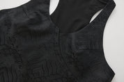 Song V Wrap Brocade Crop Top Black