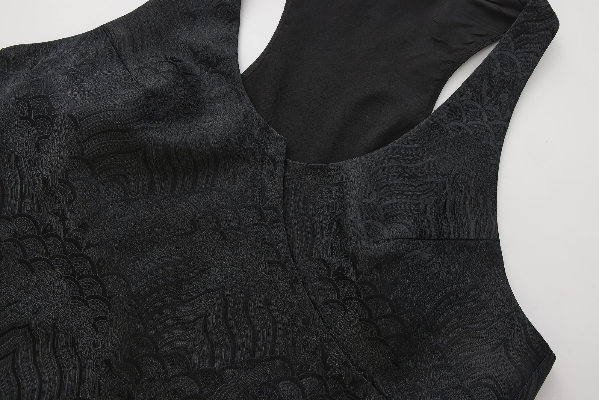 Song V Wrap Brocade Crop Top Black