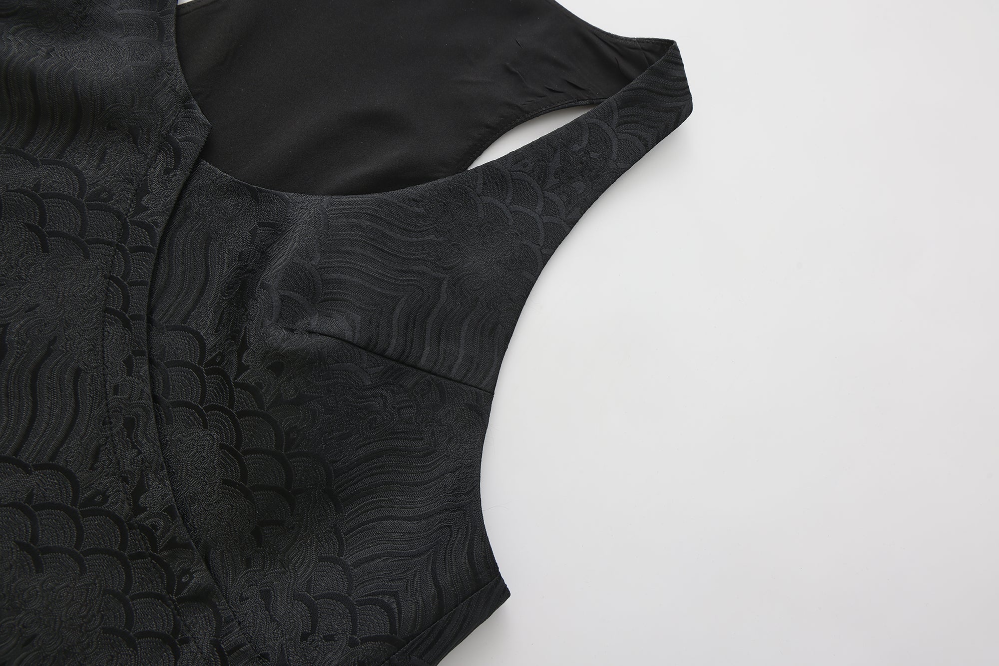 Song V Wrap Brocade Crop Top Black