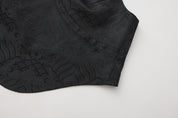 Song V Wrap Brocade Crop Top Black