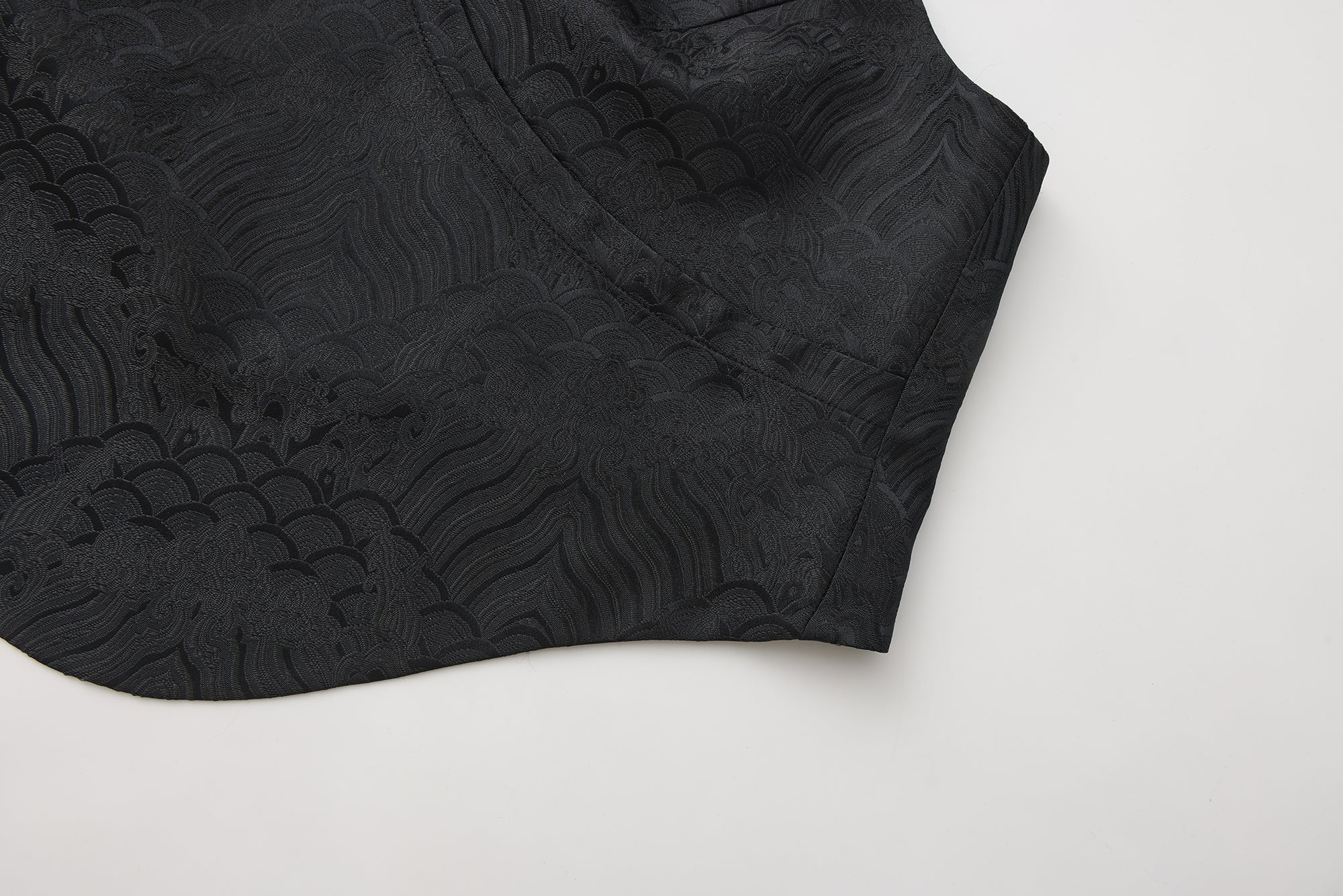 Song V Wrap Brocade Crop Top Black