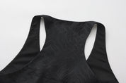 Song V Wrap Brocade Crop Top Black
