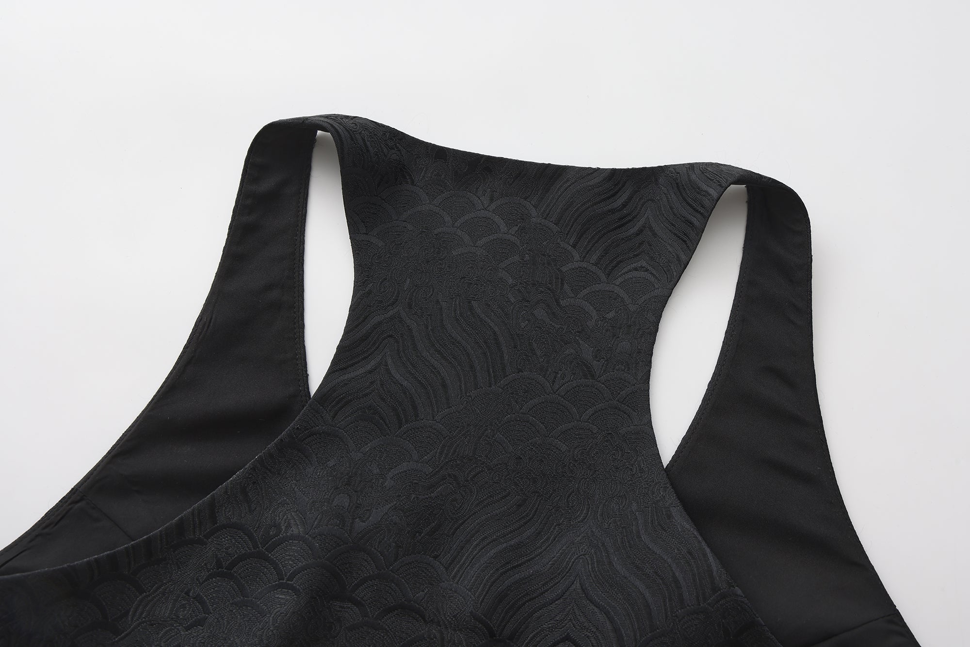 Song V Wrap Brocade Crop Top Black