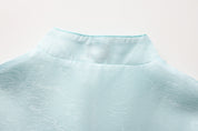Luka Brocade Button Front Shirt Jade Blue