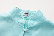 Luka Brocade Button Front Shirt Elixir Blue