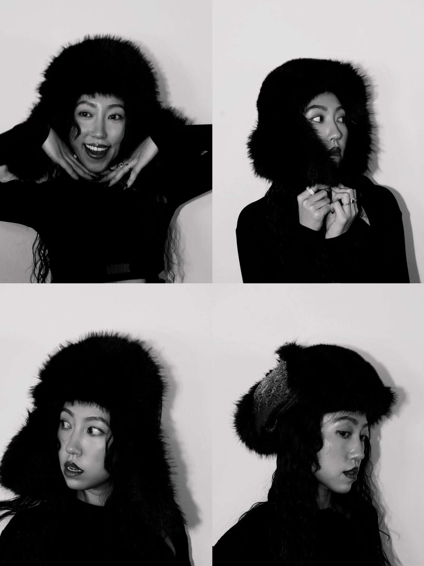 Lei Reversible Fur Trapper Hat Silver/Black