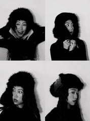 Lei Reversible Fur Trapper Hat Silver/Black