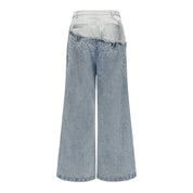 Jun WideLeg Denim/Brocade Patch Jeans x Void Collective