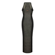 Ru Patch Denim Brocade Maxi Dress SAMPLE SALE