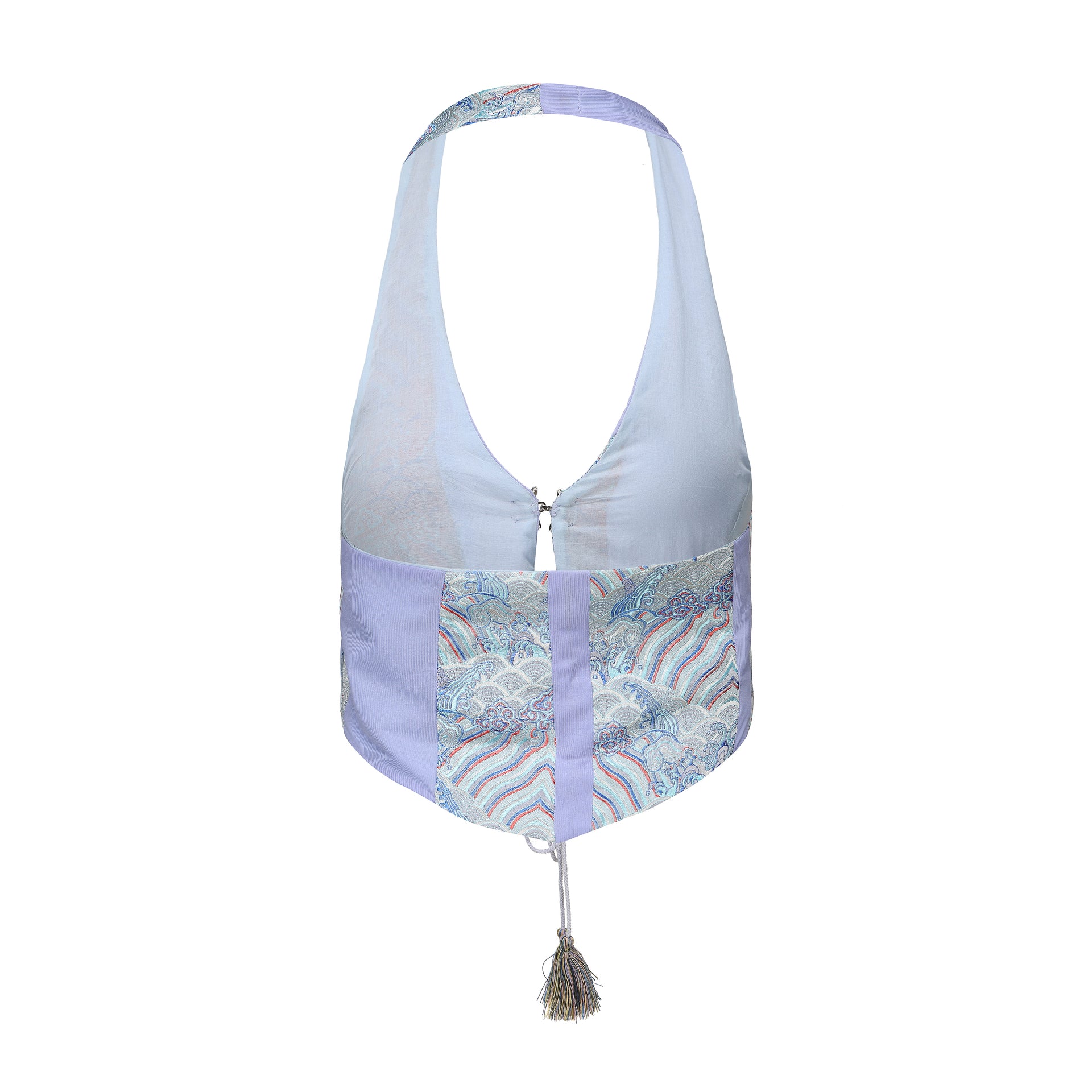 Bei Tie Front Patchwork Vest