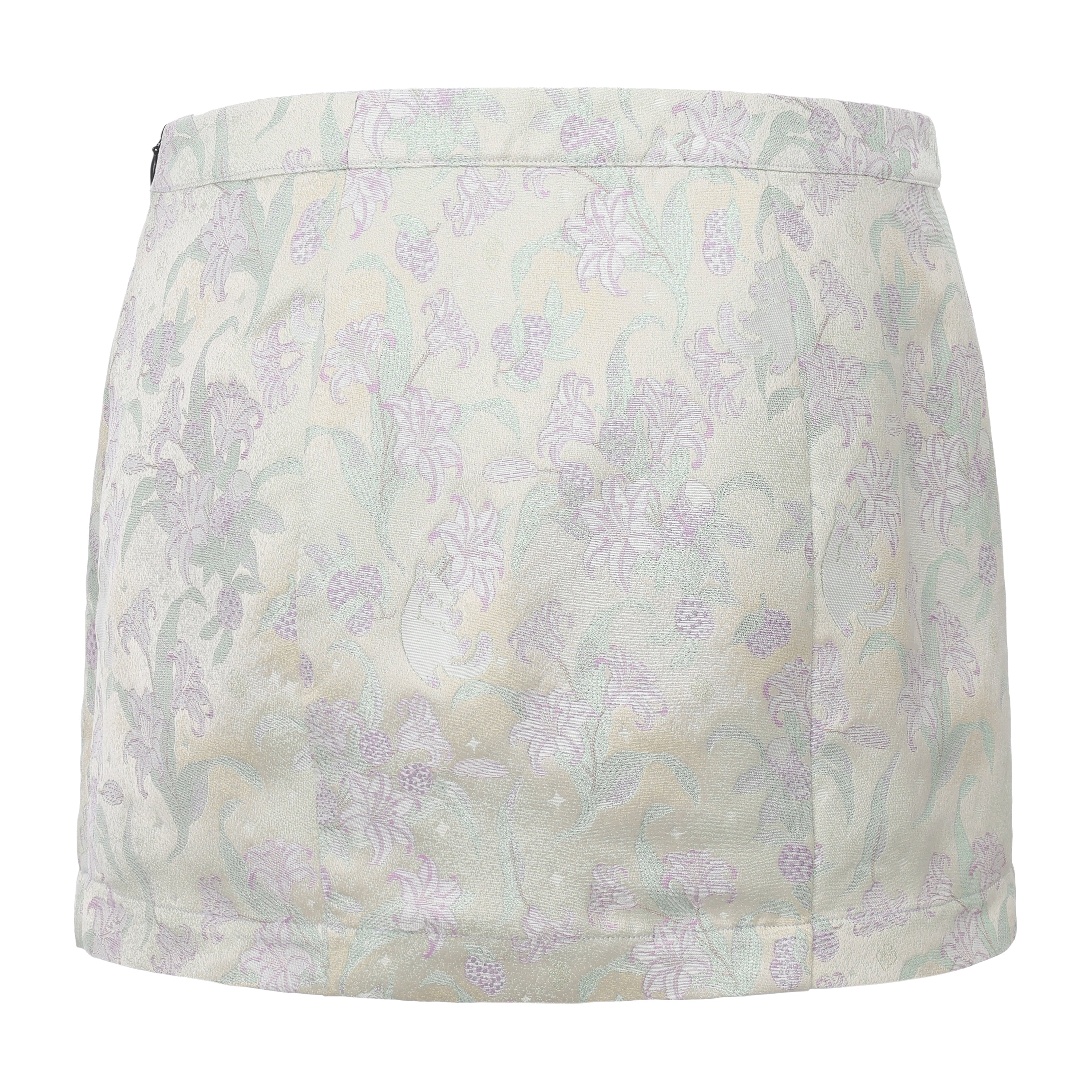 Zhen Side Button Mini Skirt Green