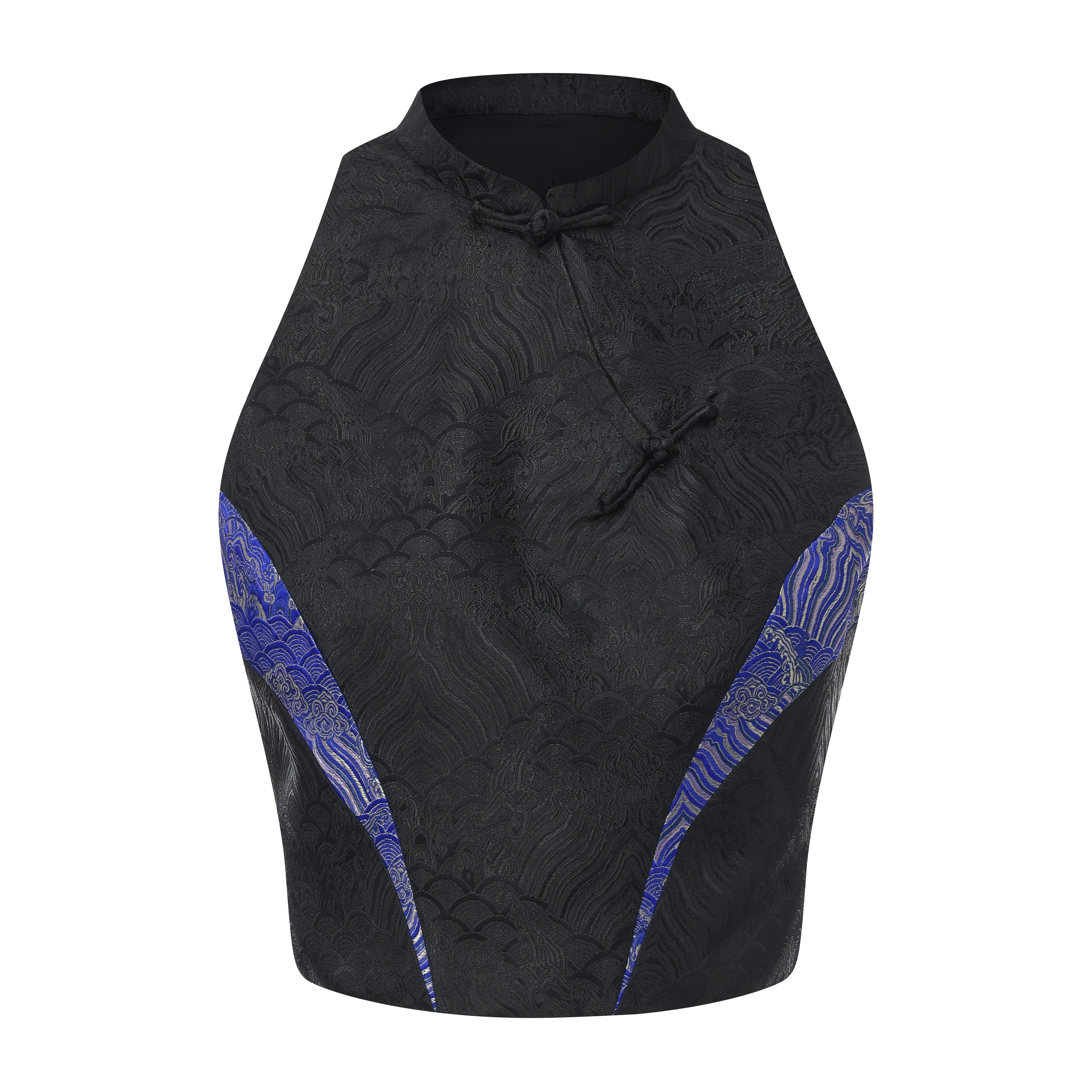 Hai Brocade Patchwork Crop Top Black