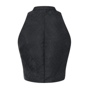 Hai Brocade Patchwork Crop Top Black