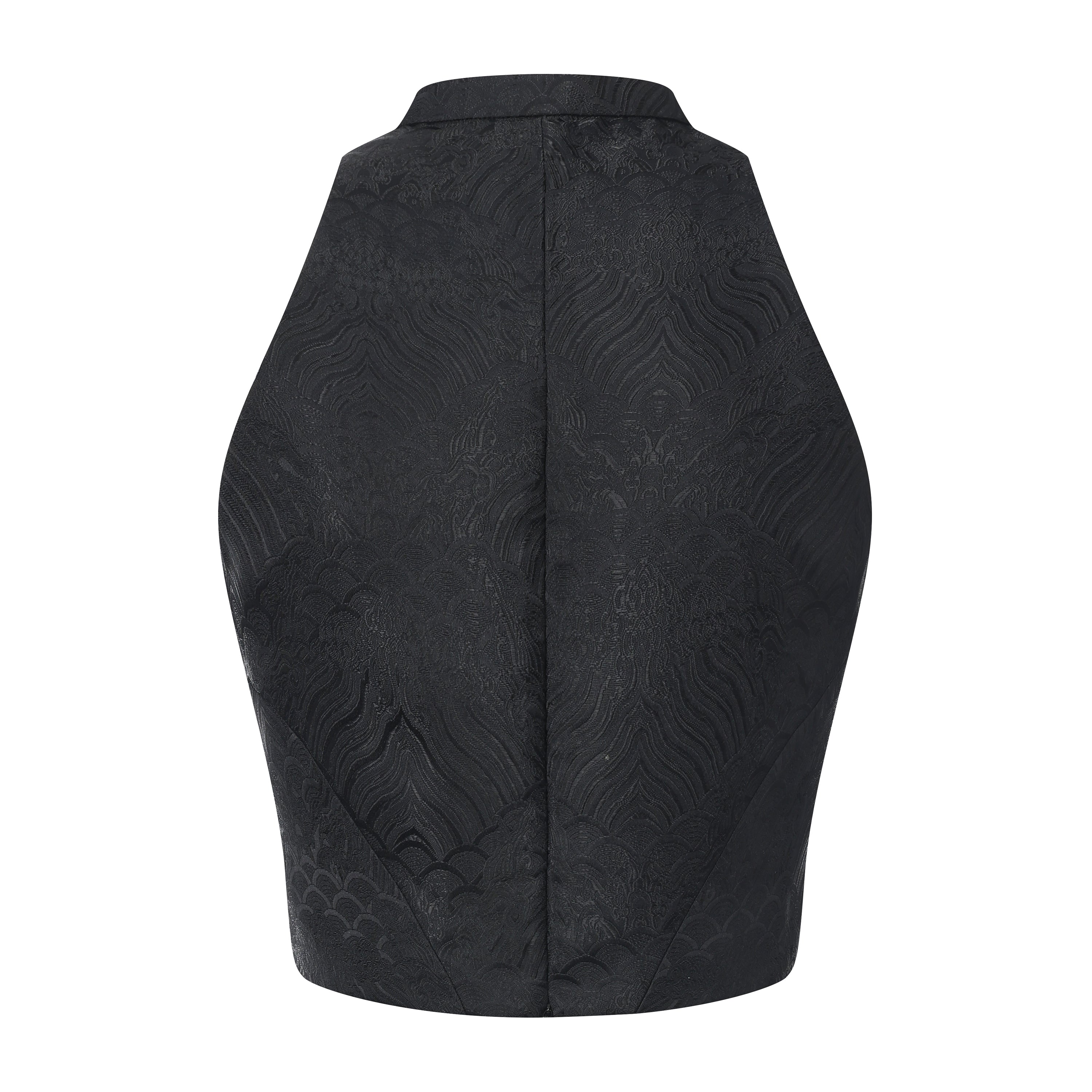 Hai Brocade Patchwork Crop Top Black