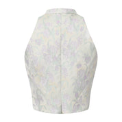 Hai Brocade Patchwork Crop Top Green