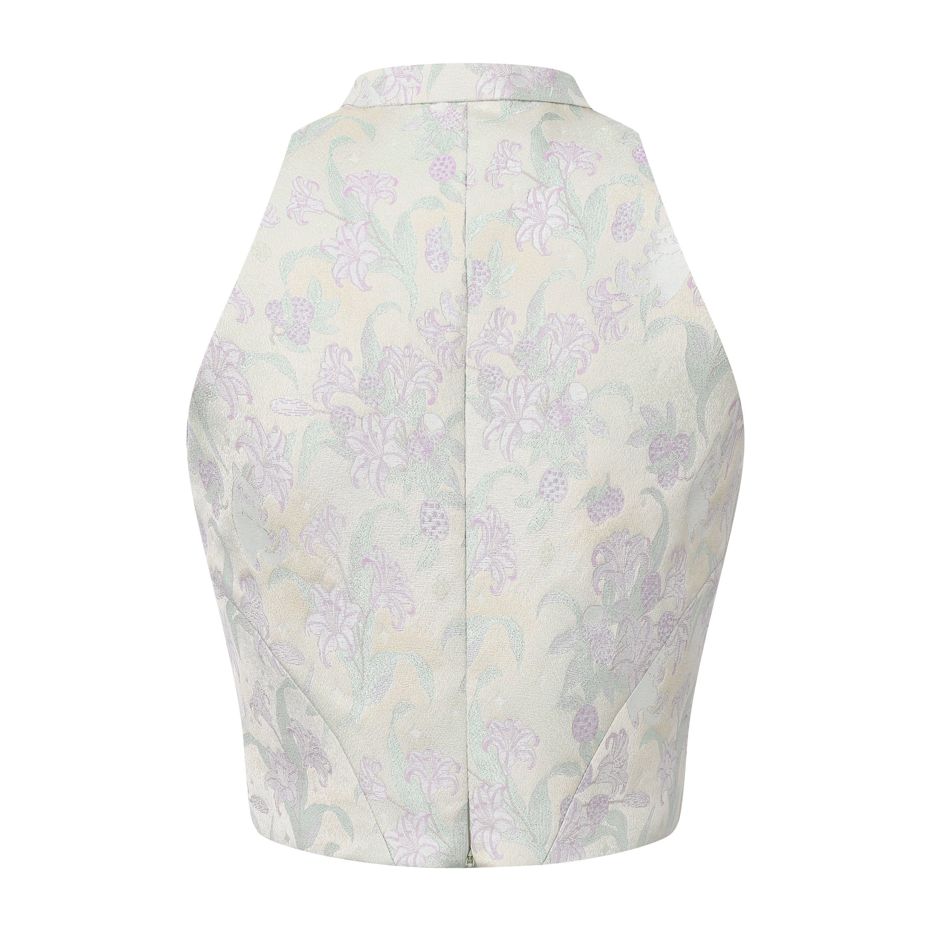 Hai Brocade Patchwork Crop Top Green