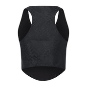 Song V Wrap Brocade Crop Top Black
