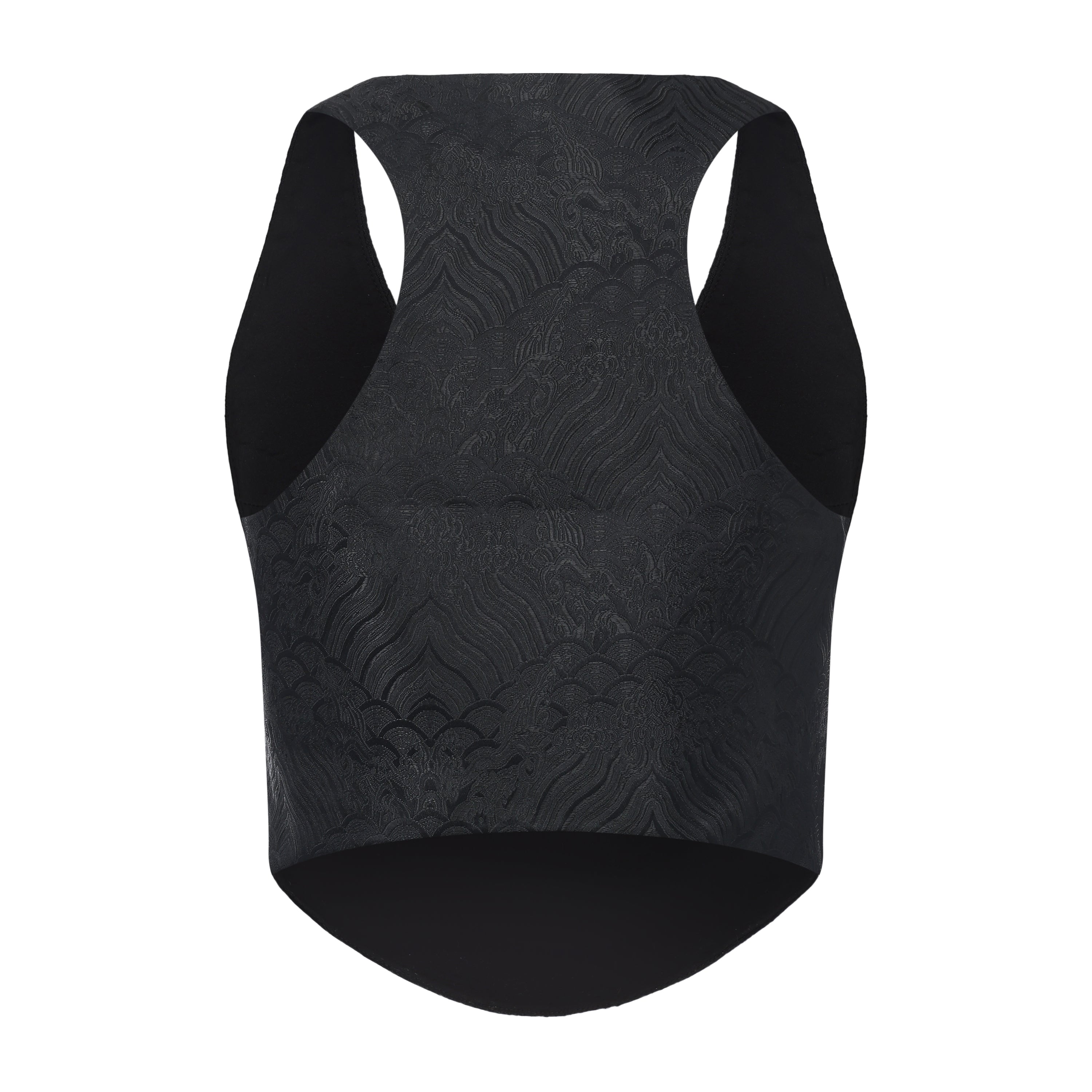 Song V Wrap Brocade Crop Top Black