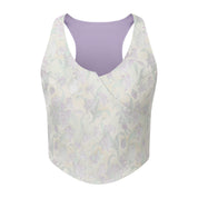 Song V Wrap Brocade Crop Top Green