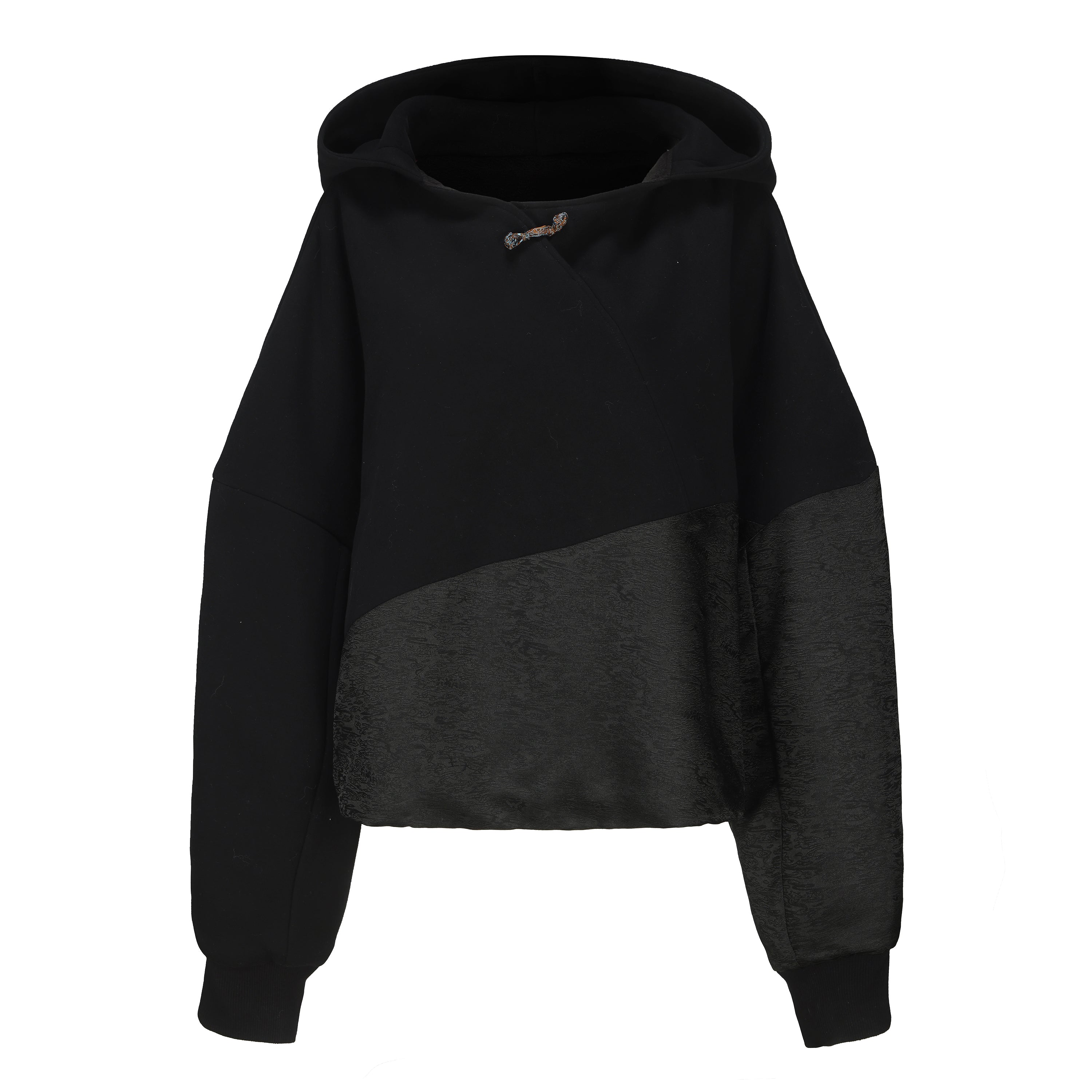 Han Patchwork Double Fleece Layer Hoodie