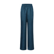 Fu Brocade Wide Leg Track Pants Forest Blue