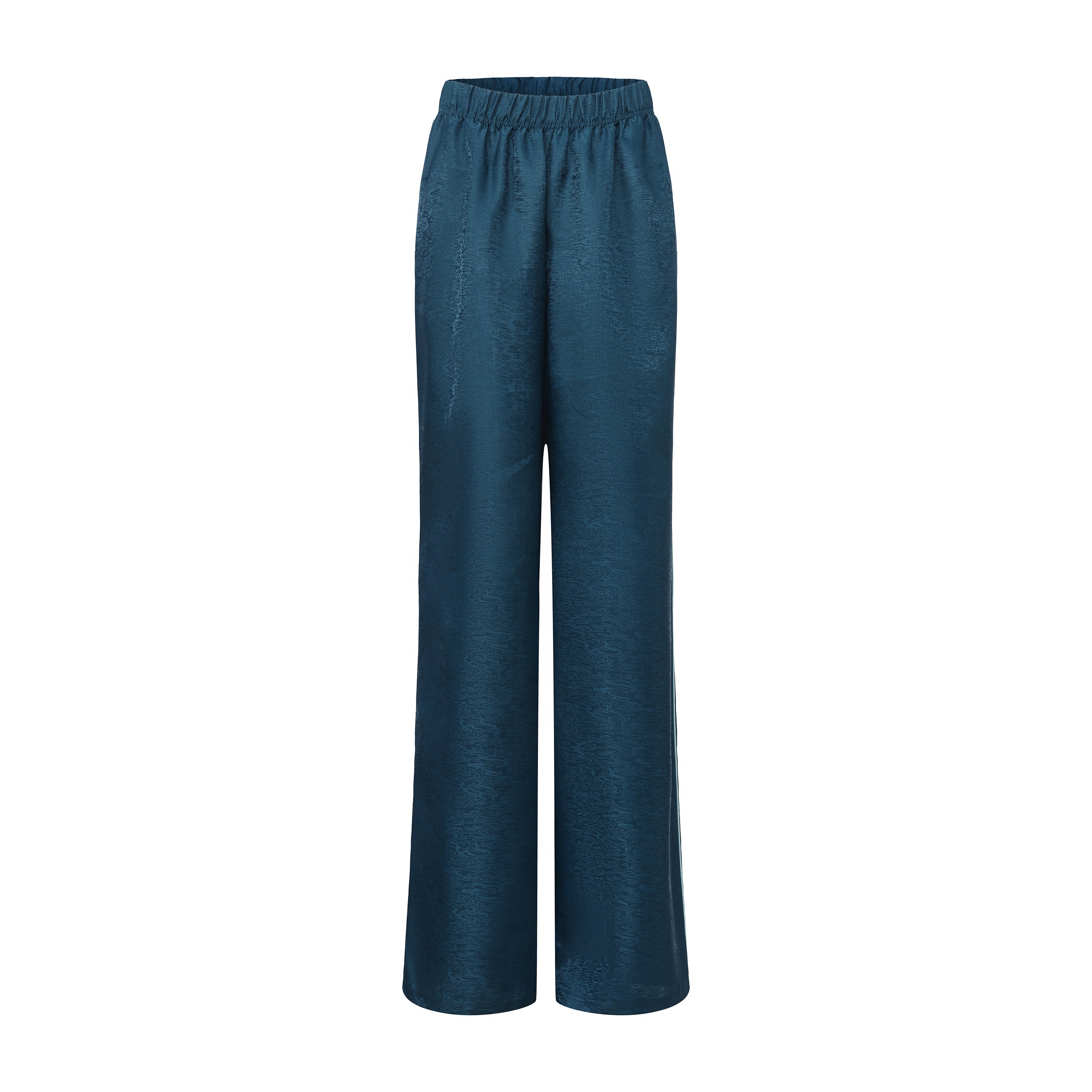 Fu Brocade Wide Leg Track Pants Forest Blue