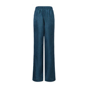 Fu Brocade Wide Leg Track Pants Forest Blue