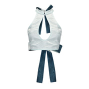 Xi Keyhole Reversible Tie-up Top Jade Blue