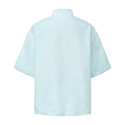 Luka Brocade Button Front Shirt Jade Blue