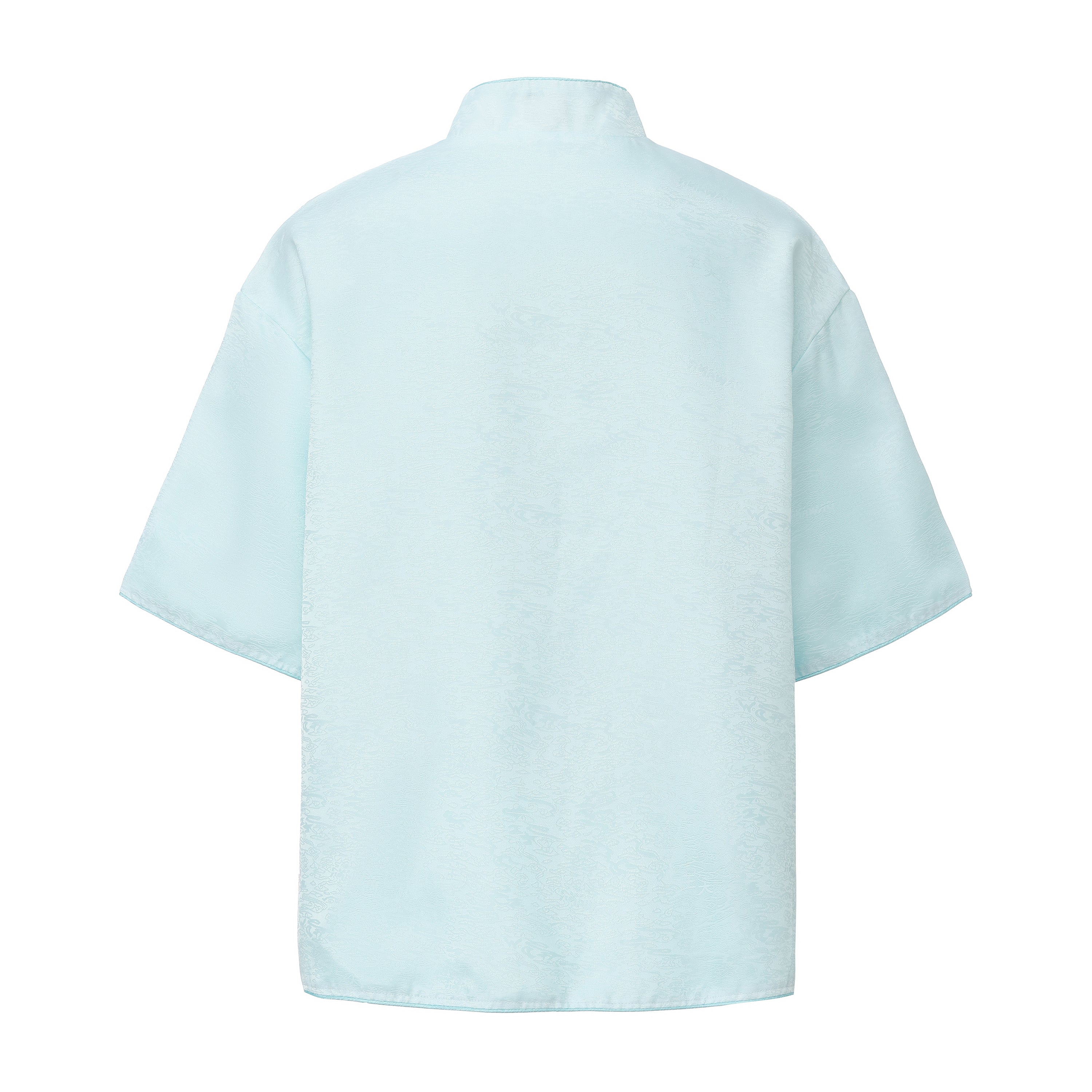 Luka Brocade Button Front Shirt Jade Blue