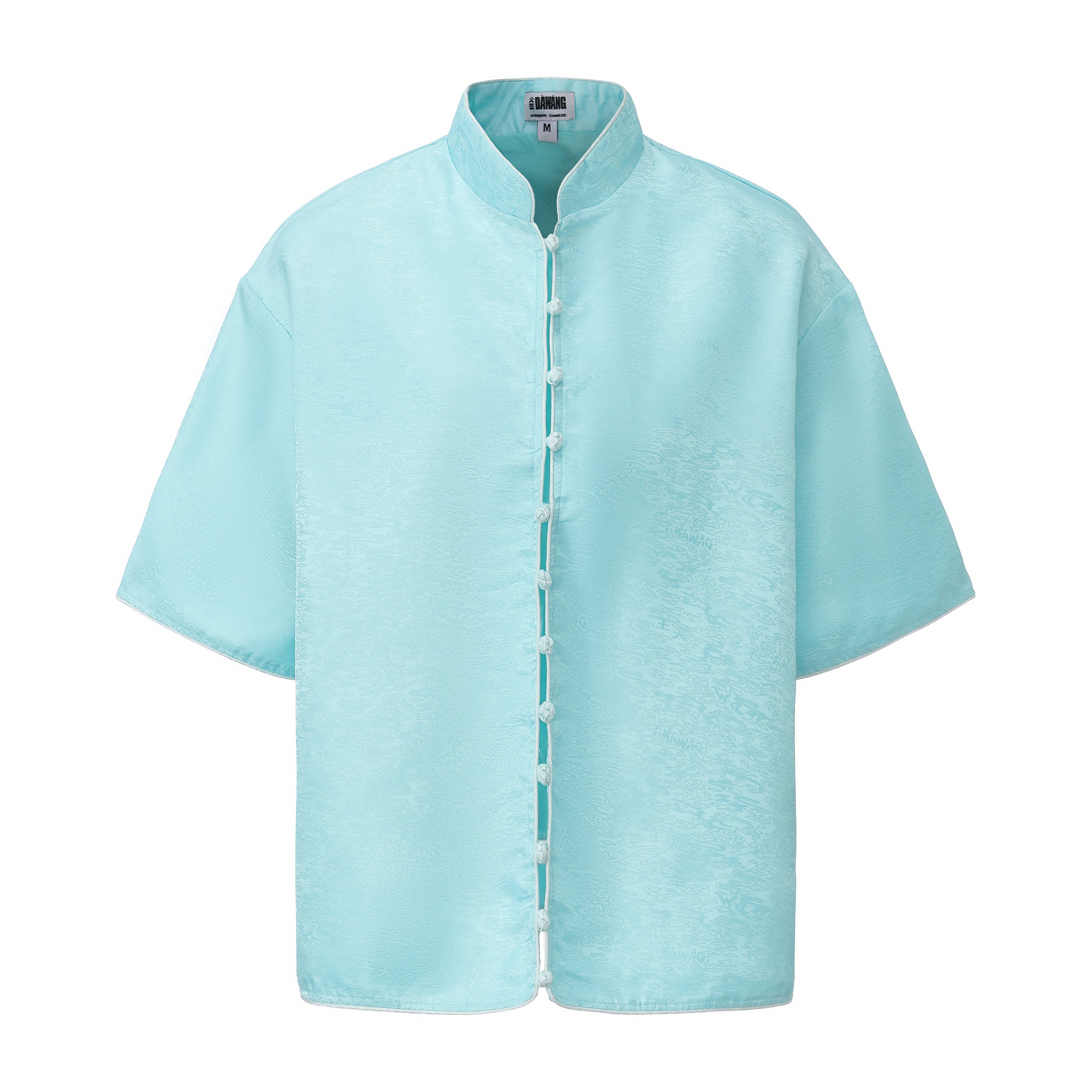 Luka Brocade Button Front Shirt Elixir Blue