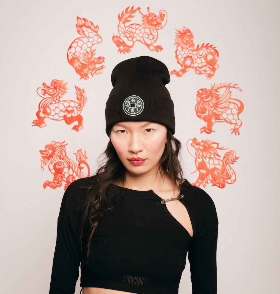 Year of the Dragon Coin Embroidered Knitted Beanie