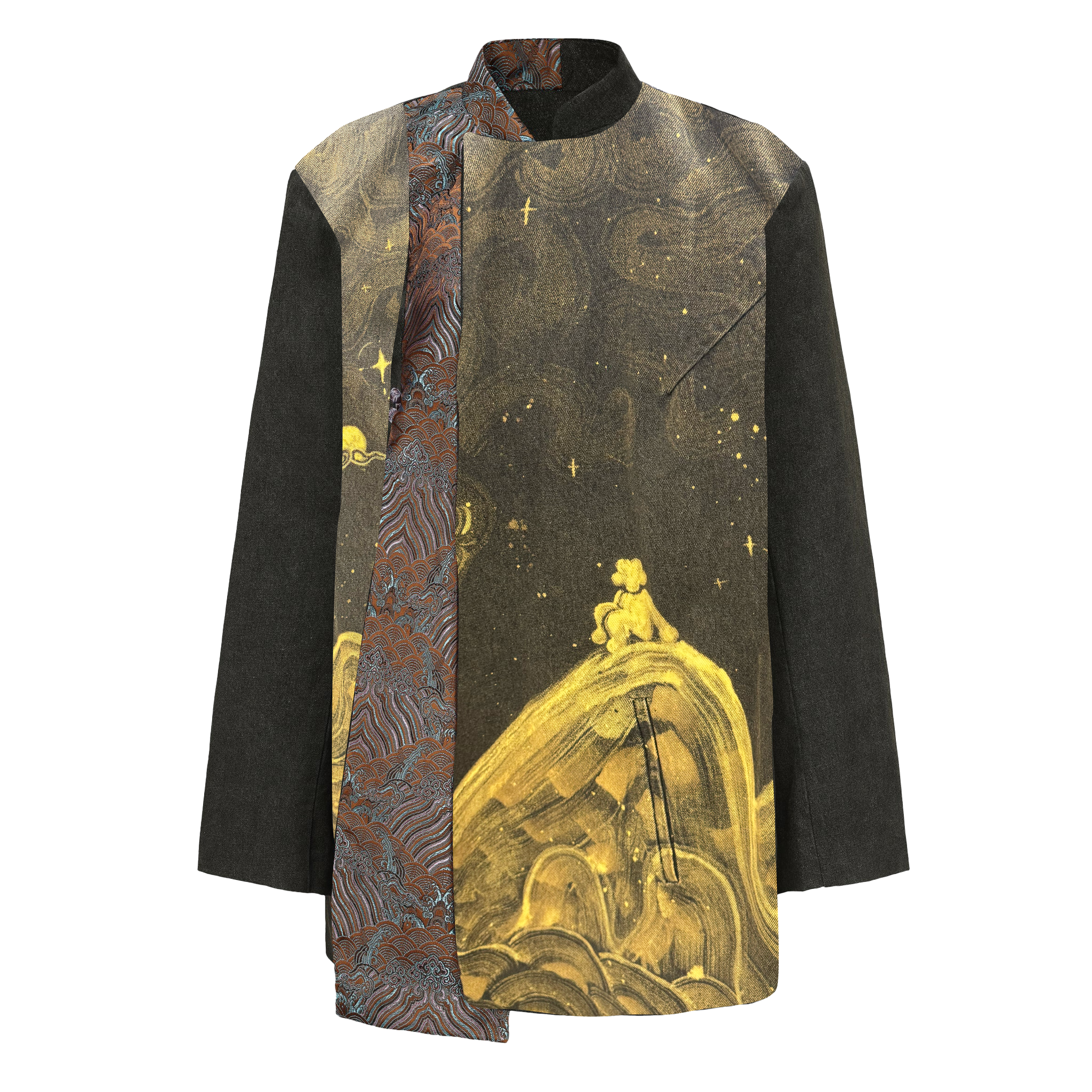 Star Glazing Denim Brocade Patch Suit