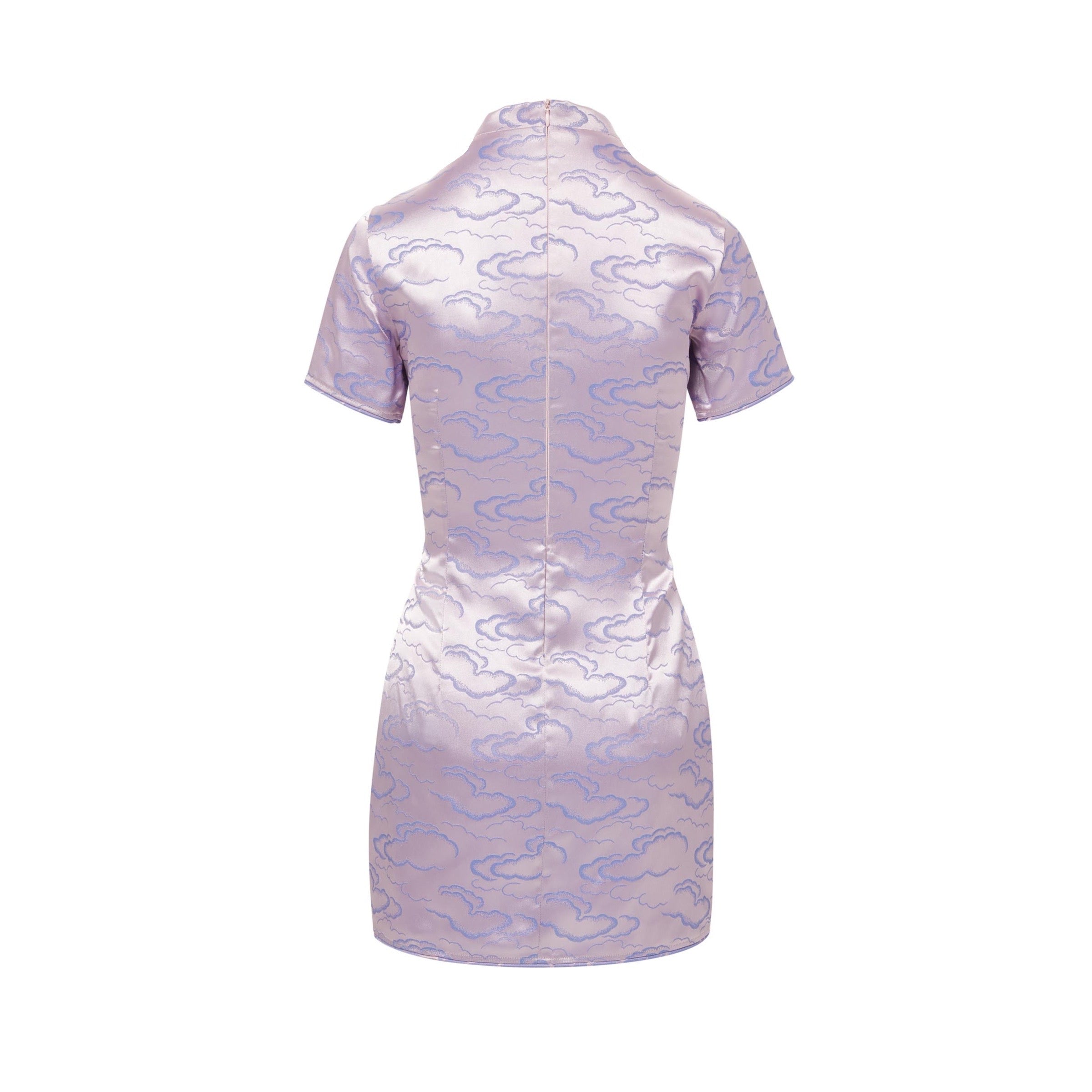 Noma Brocade Mini Dress, Piping, lavender, back